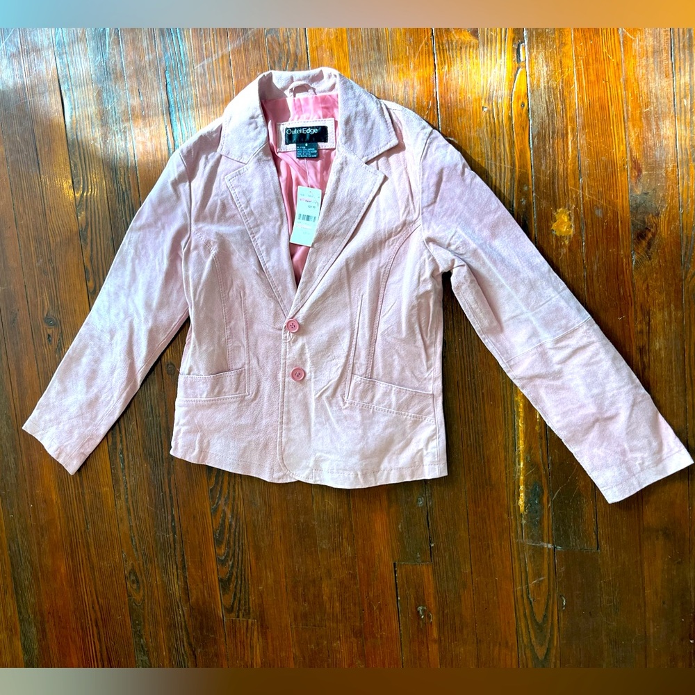 Outer Edge soft pink suede leather blazer/jacket size S